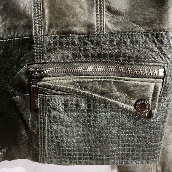 Bernardo Green Leather Moto Jacket PL - Picture 3 of 14